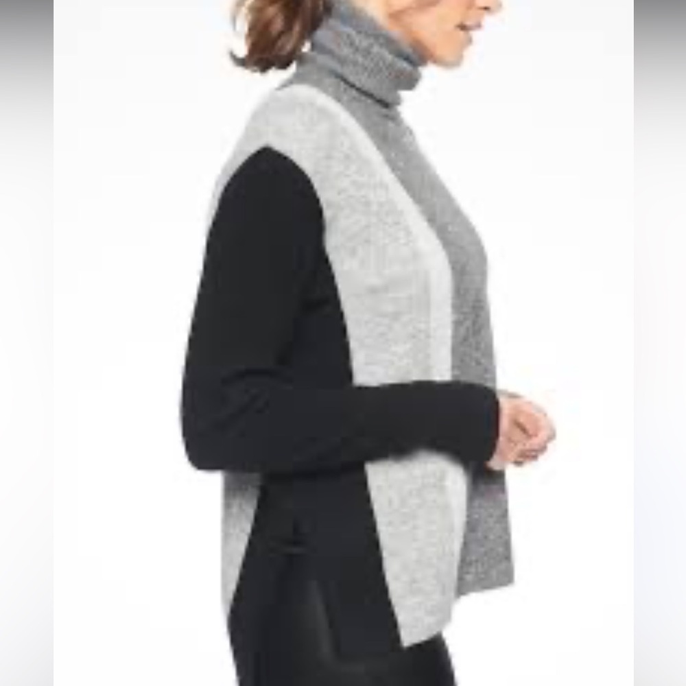 Athleta gray wool blend long sleeve Transit Colorblock Pullover Sweater sz Large - Picture 2 of 7